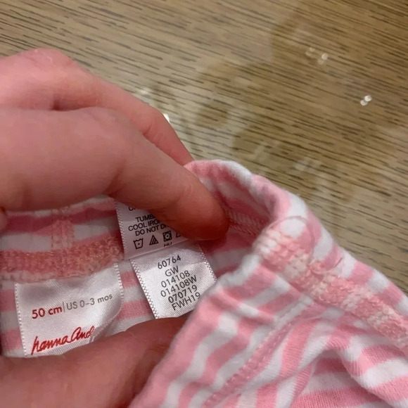 Hanna Andersson Pink and White Stripe Wiggle Pants 100% Organic Cotton 0-3 Month - Picture 4 of 5